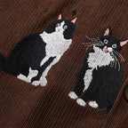 Vintage Cat Embroidered Oversized Shirt — fit shot