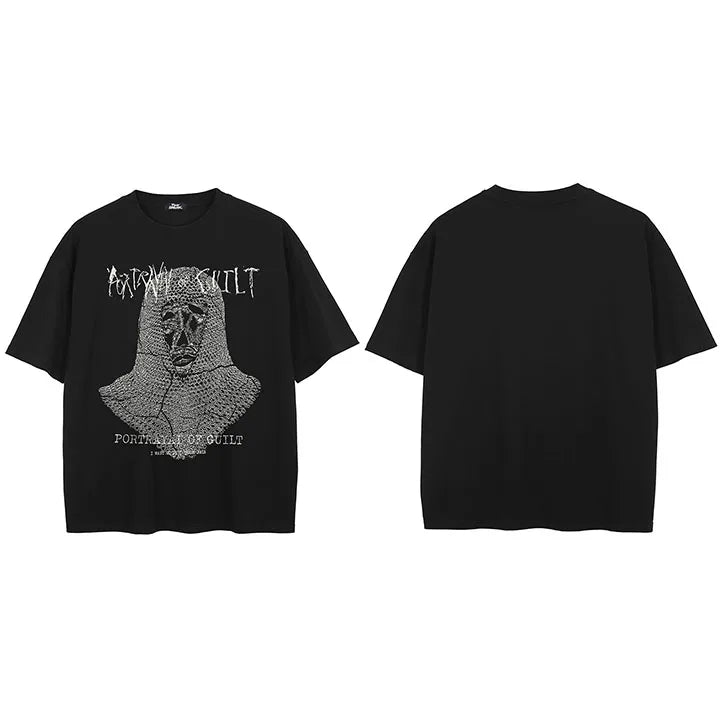 Punk Black Blurry Ghost Faded T-Shirt — styling shot
