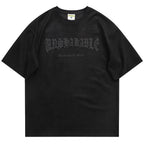 Skeleton Wings Graphic Suede Loose T-Shirt — detail shot