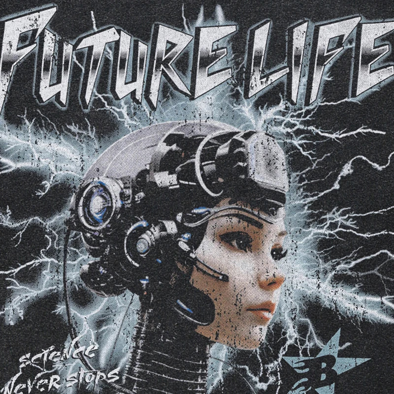 Vintage Black Human Robot Washed T-Shirt — front view