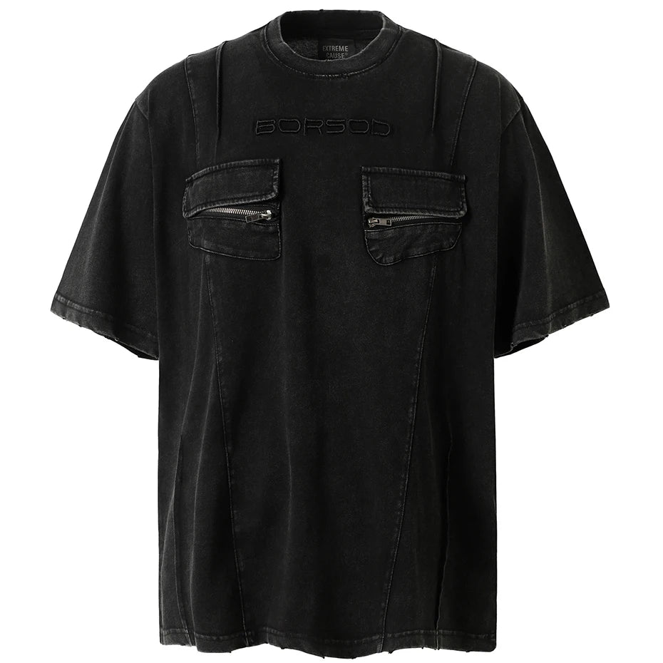 Vintage Car Patchwork Oversized T-Shirt — detail shot