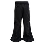 Side Black Baggy Cargo Pants — front view