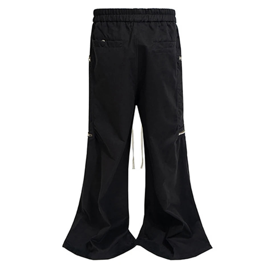 Side Black Baggy Cargo Pants — front view