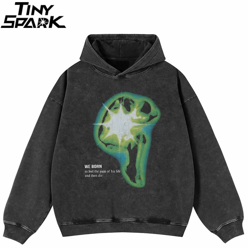 Sweatshirt Black Graphic Oversized Hoodie — front view
