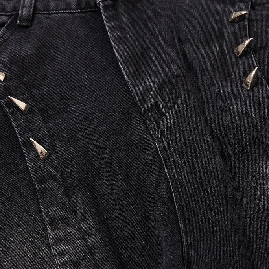 Punk Vintage Patchwork Denim Baggy Jeans — fit shot