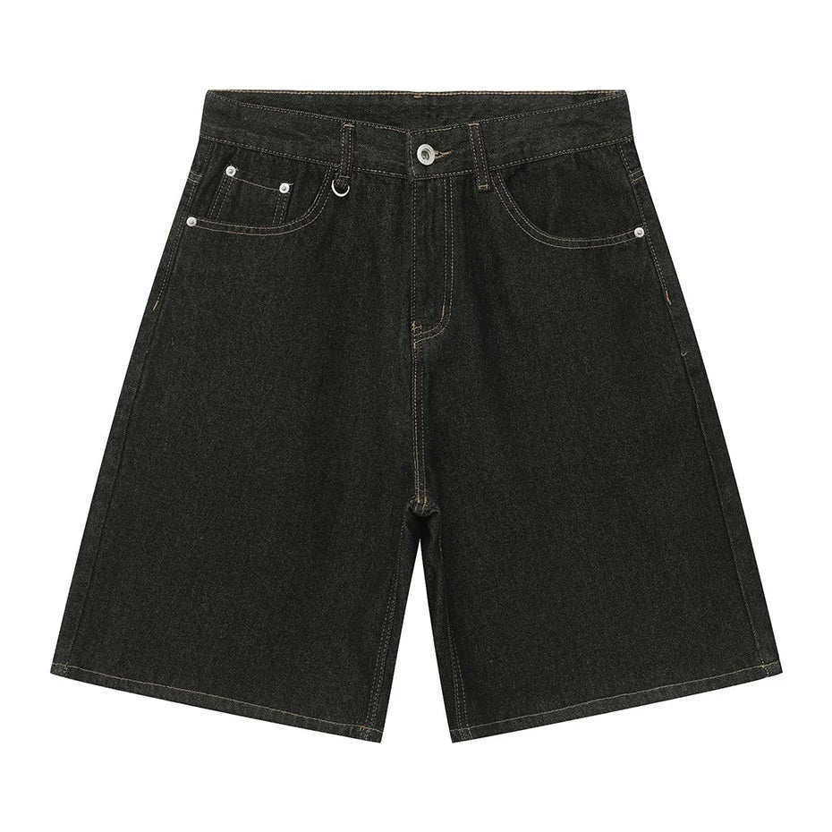 Loose Denim Shorts — styling shot