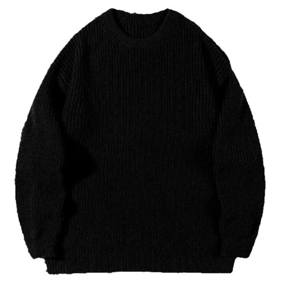 Y2K Black Knit Loose Sweater — fit shot