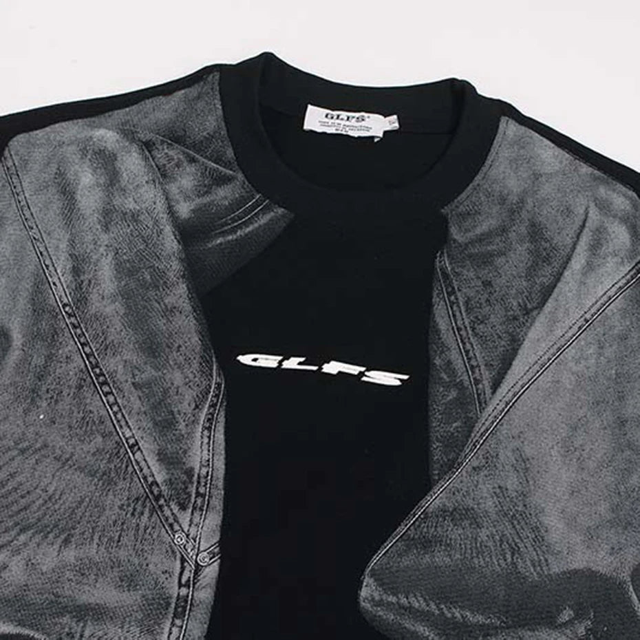 Y2K Black Graphic Oversized T-Shirt — fit shot