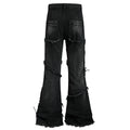 Punk Black Patchwork Denim Jeans — back view