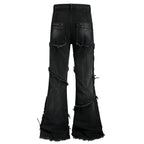 Punk Black Patchwork Denim Jeans — back view