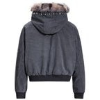 Vintage Padded Fur Oversized Puffer Jacket — front view