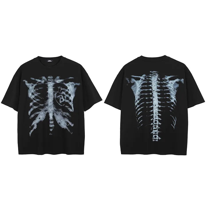 Graphic Black Skeleton Faded T-Shirt — styling shot