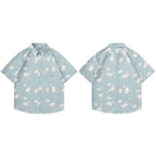 Duck Egg Graphic Hawaiian Shirt — flat lay
