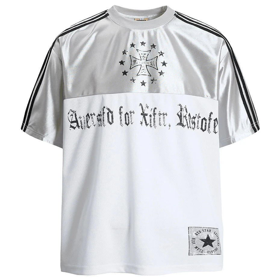Black Cross Star Graphic Loose T-Shirt — front view