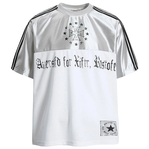 Black Cross Star Graphic Loose T-Shirt — front view