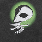 Retro Black Alien Washed T-Shirt — detail shot