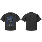 Threee Black Doberman Dog Graphic Oversized T-Shirt — fabric close-up