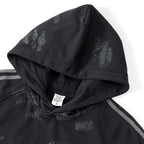 Vintage Black Striped Print Oversized Hoodie — back view