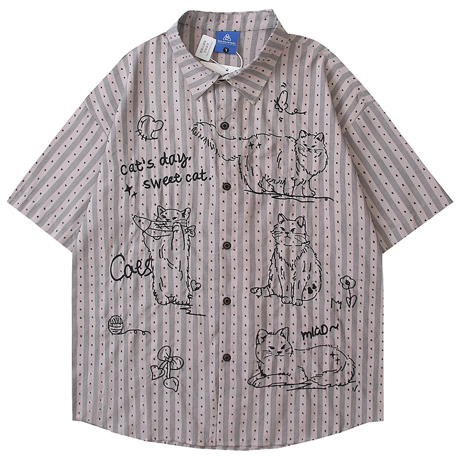 Shirts Vintage Cat Graphic Oversized Shirt — styling shot
