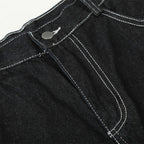 Black Star Embroidered Loose Denim Shorts — detail shot