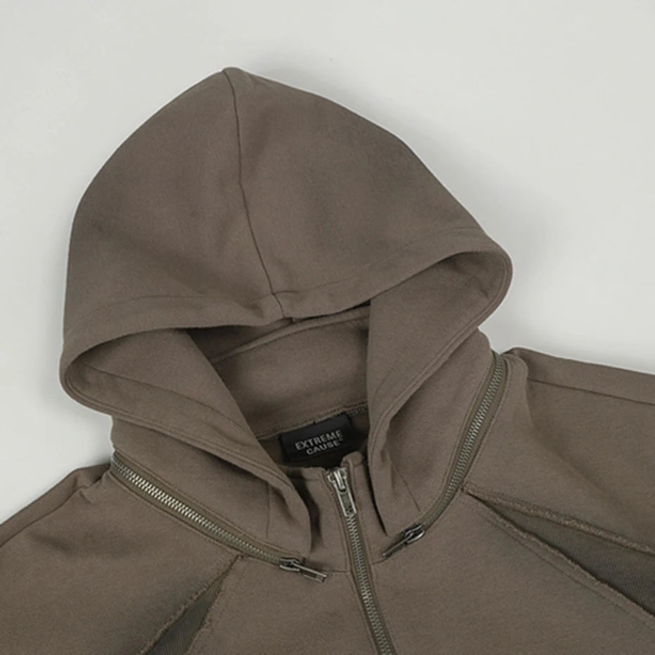 Retro Patchwork Regular Hoodie — fit shot