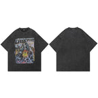 Vintage Black Graffiti Washed T-Shirt — fabric close-up
