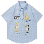 Shirts Cat Embroidered Loose Shirt — back view