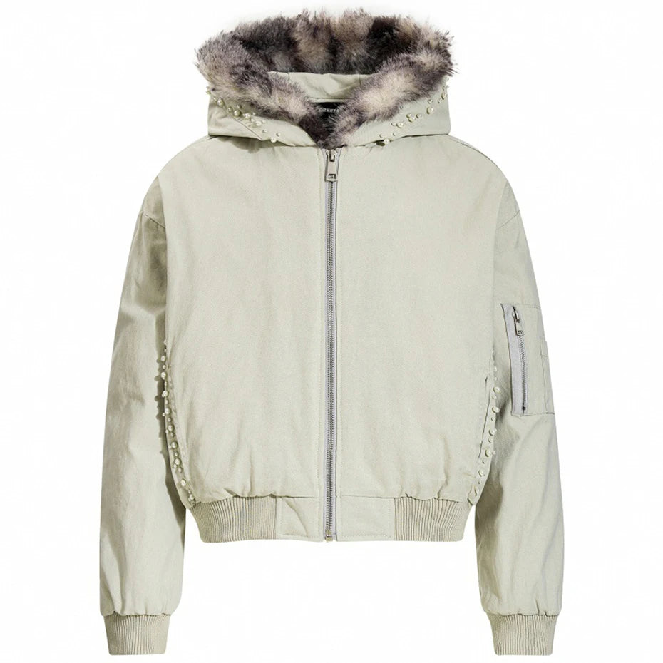 Vintage Padded Fur Oversized Puffer Jacket — back view