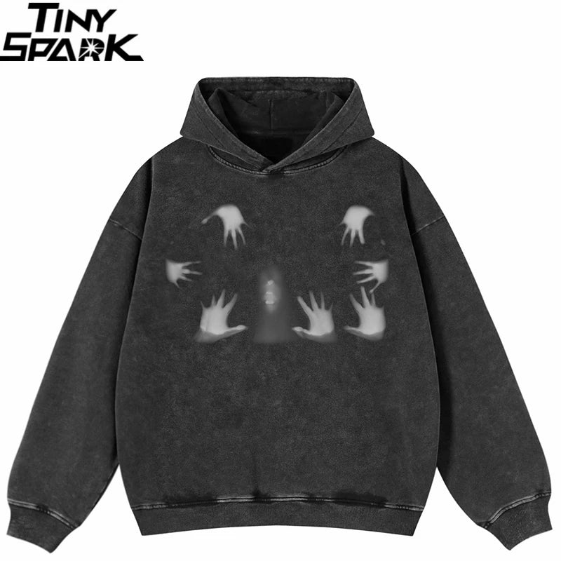Retro Black Shadow Graphic Hoodie — fit shot