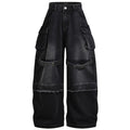 Side Vintage Denim Baggy Jeans — back view