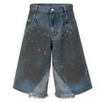 Fake Vintage Blue Ripped Wide Leg Denim Shorts — styling shot