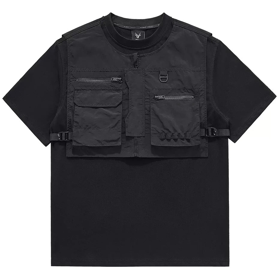 Techwear Car Patchwork Vest — styling shot