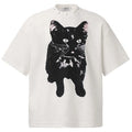 Y2K White Cat Graphic Oversized T-Shirt — styling shot