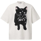 Y2K White Cat Graphic Oversized T-Shirt — styling shot