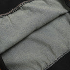 Vintage Letter Star Embroidered Denim Oversized Hoodie — fabric close-up