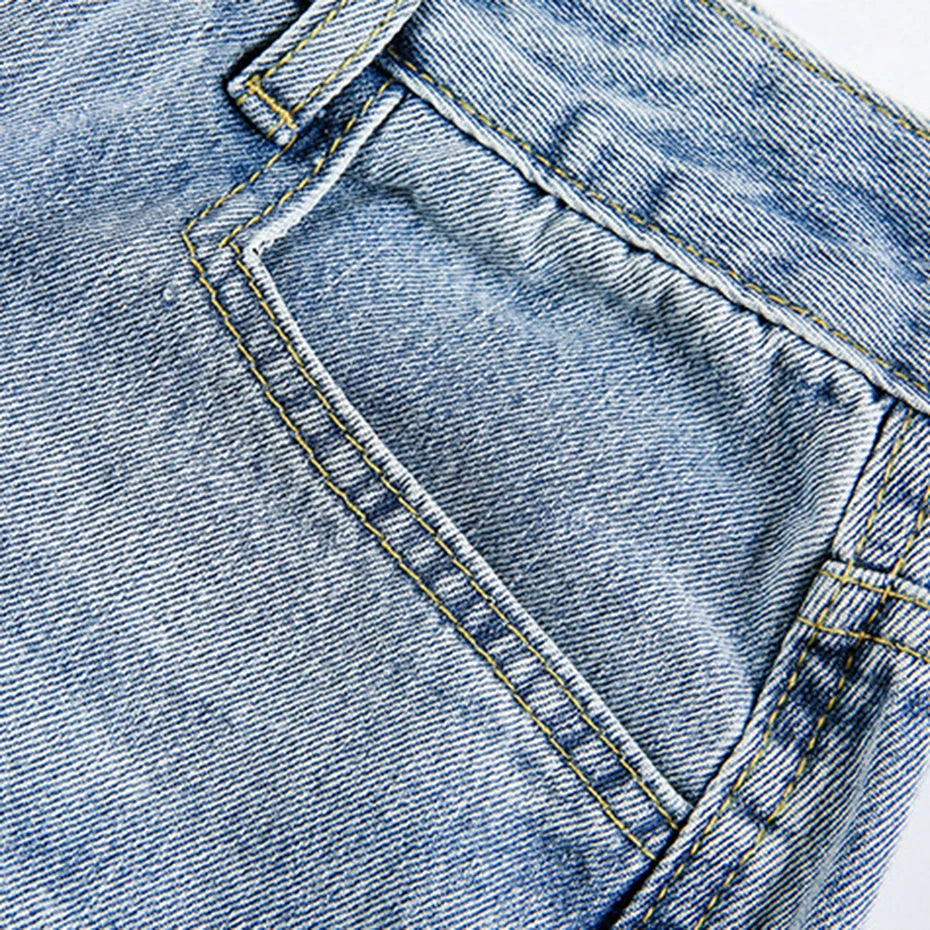 Y2K Blue Ripped Loose Denim Shorts — fit shot