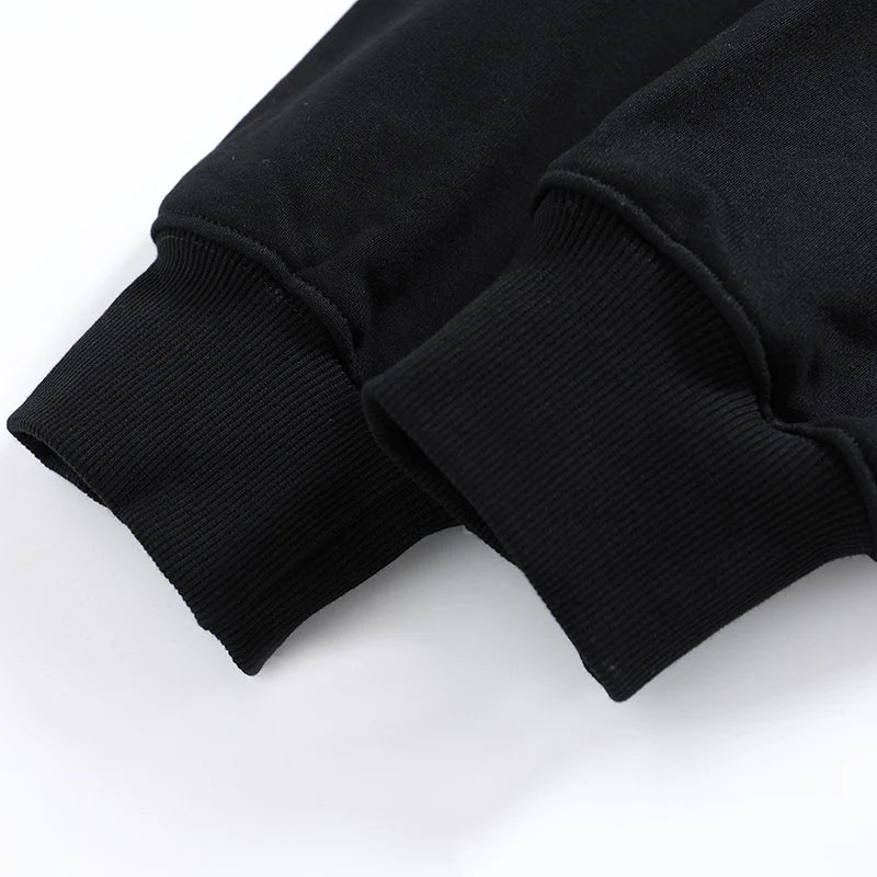 Black Eyes Print Hoodie — fit shot