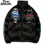 Graffiti Print Puffer Jacket — back view