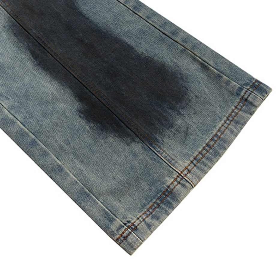 Ripped Denim Baggy Jeans — fabric close-up