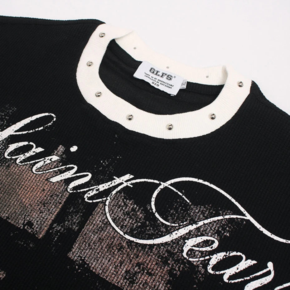 Y2K Cross Graphic Loose T-Shirt — back view