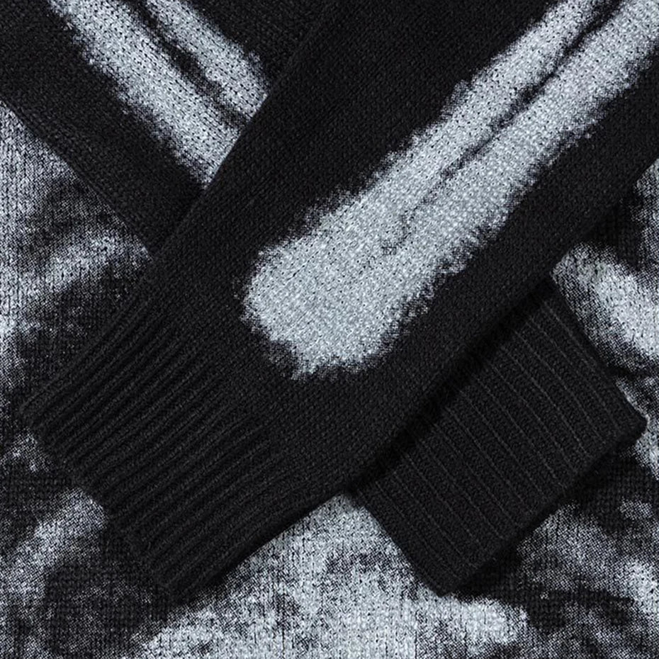 Y2K Skeleton Graphic Knit Oversized Sweater — fit shot