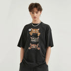 Letter Cartoon Cat Graphic T-Shirt — fit shot