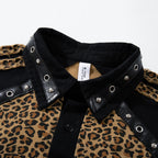 Y2K Leopard Patchwork Oversized T-Shirt — back view