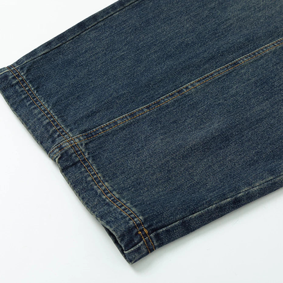 Vintage Blue Denim Wide Leg Jeans — fit shot