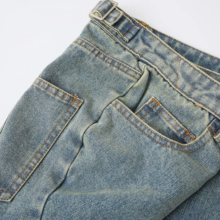 Tactical Y2K Loose Denim Shorts — fit shot