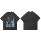 Time Black Graphic Oversized T-Shirt — fabric close-up