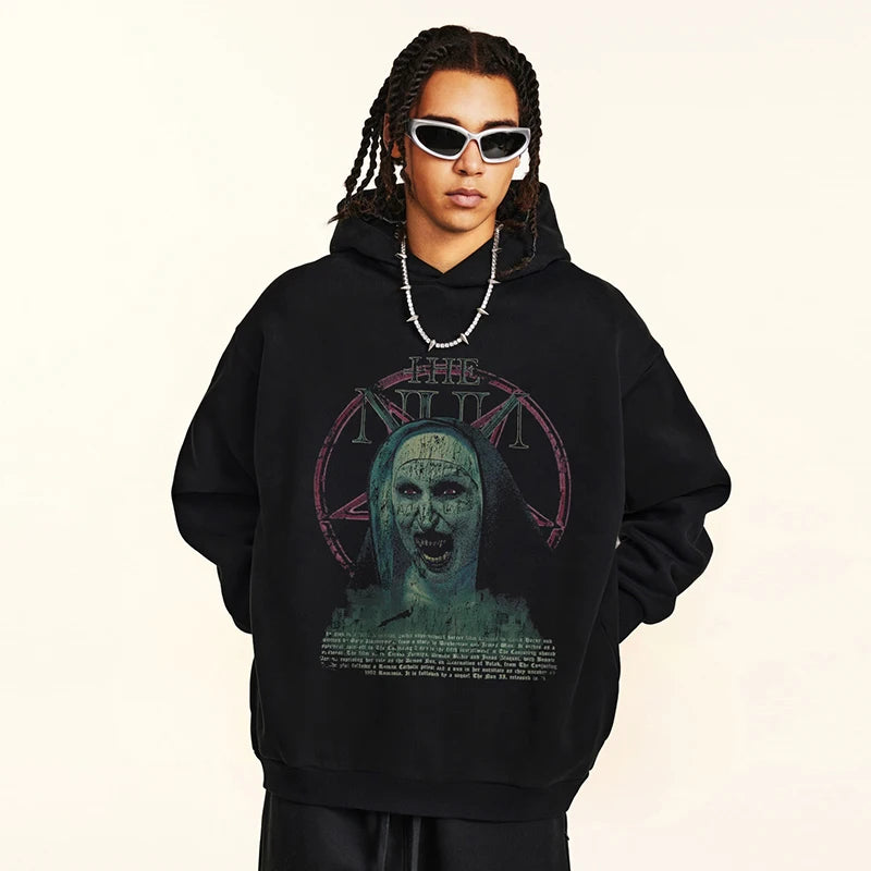 Vintage Devil Graphic Hoodie — front view