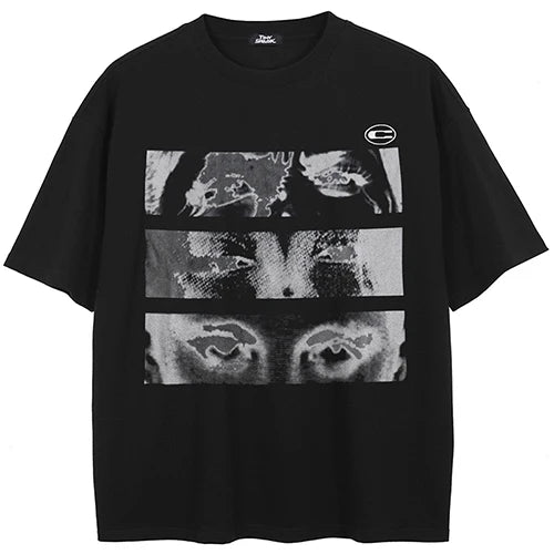 White Beige Eye Graphic T-Shirt — detail shot