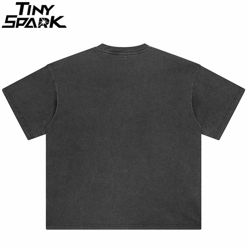 Graphic Retro Black Shadow Washed T-Shirt — back view