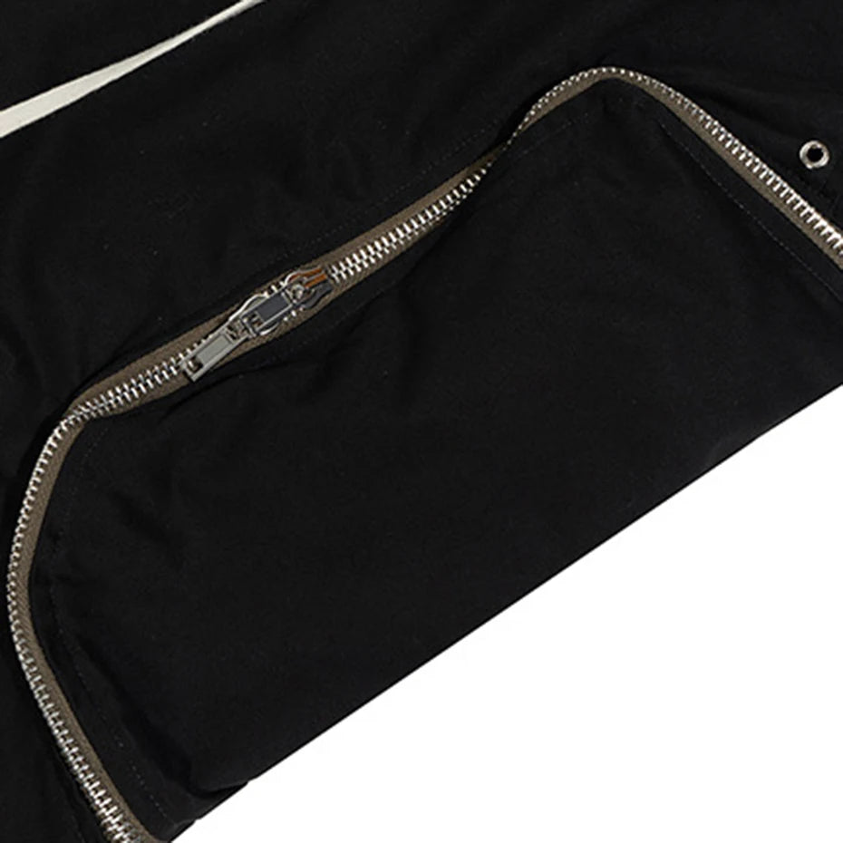 Side Black Baggy Cargo Pants — fit shot